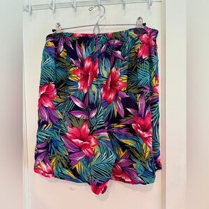 Women’s Hawaiian Shorts Lightweight Floral Beach Elastic 1X XL High Waist